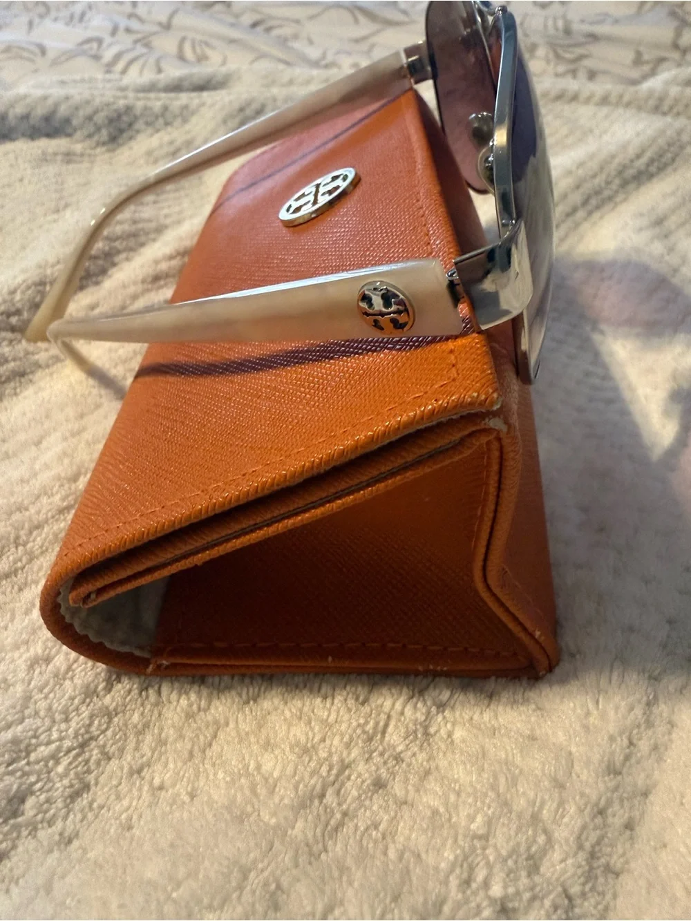 Tory Burch Silver Frame Sunglasses with Brown Lenses